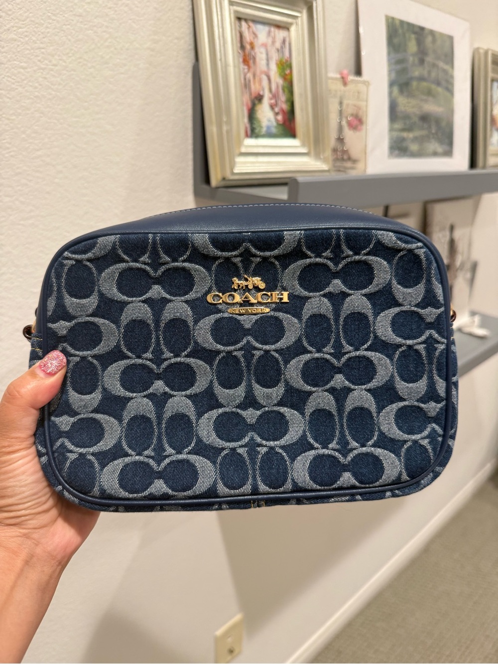 COACH OUTLET Jamie Crossbody Camera bag in denim and natural
